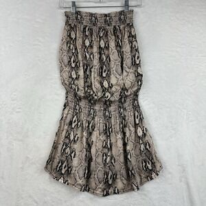 Sofia Womens Dress Brown Black Snake Skin Strapless Drop Waist Mini S Made Italy